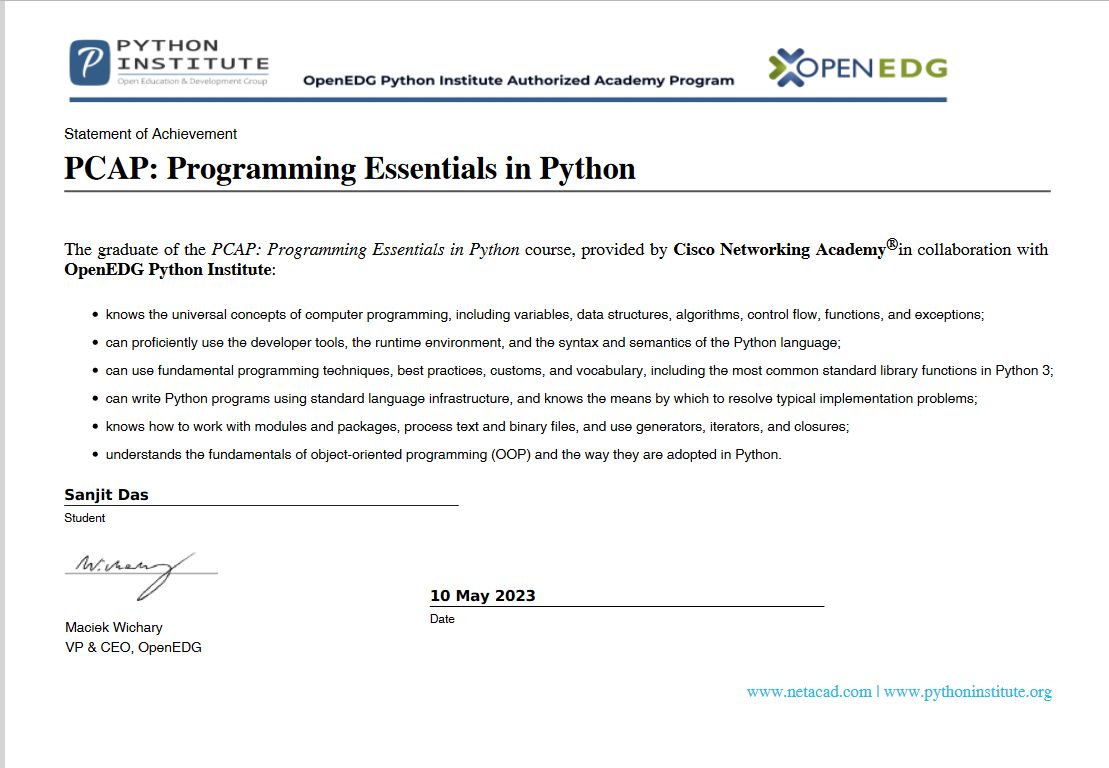 Python certificate