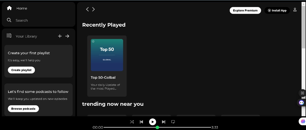 Spotify-style UI preview